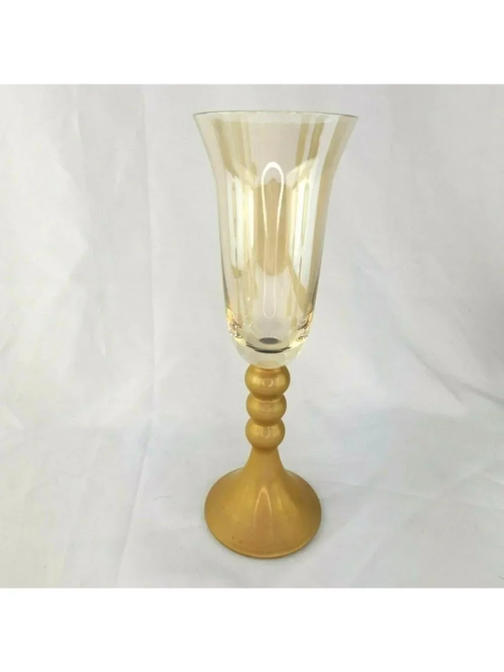 Late 20th Century Bombay Glass Decanter Set 6 Glasses Gold Frosted Stems Made in